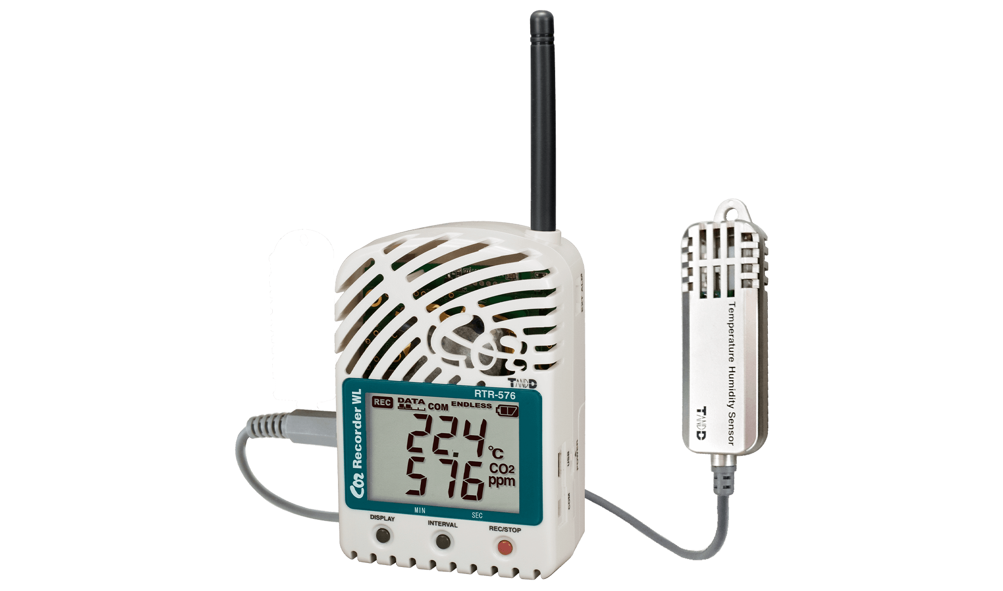 日本tandd进口RTR-576-S温湿度传感器的无线二氧化碳记录仪